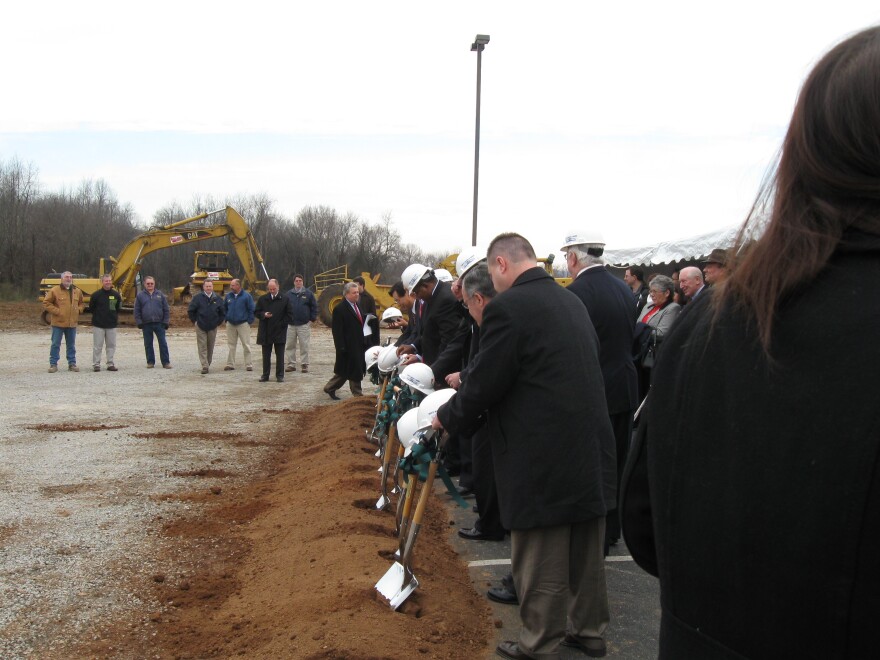 NHK Officials and Community Leaders take part in ground breaking ceremonies.
