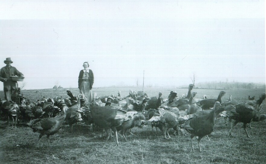 Minnie-Burwell-with-her-turkeys-Hazel-Shraders-mother.jpg