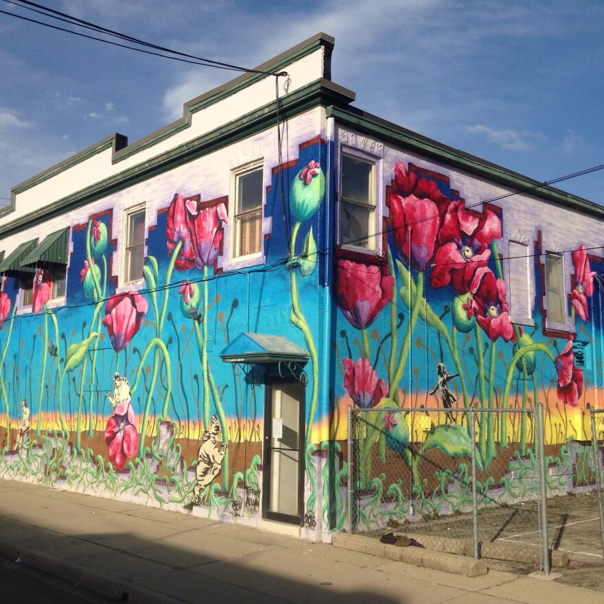 Mural Machine's work on the Cornerstone Outreach Addiction Facility in East Dayton.