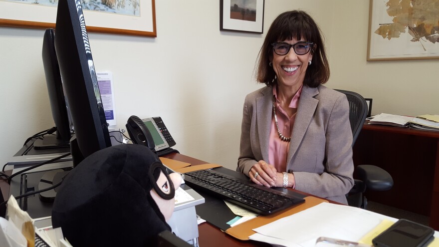 Knox College President Teresa Amott in her office last fall.