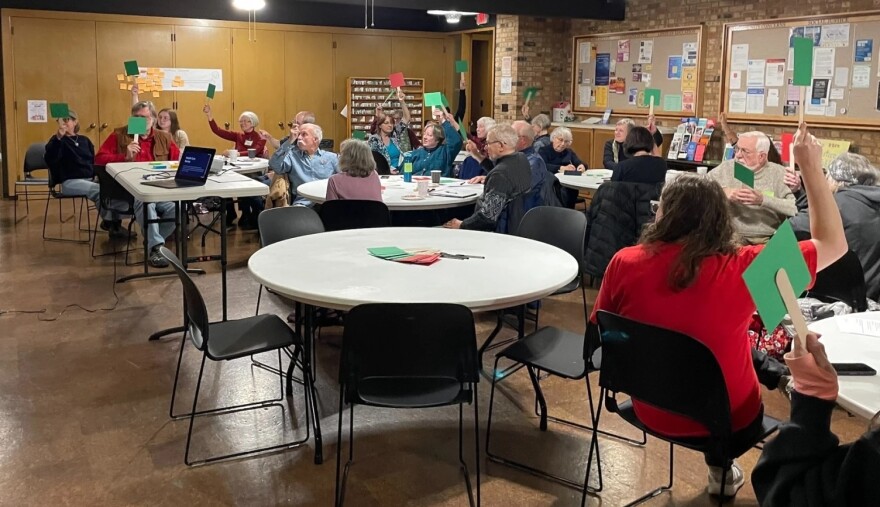 Participants of healthcare reform listening session at the Unitarian-Universalist Church in Bloomington