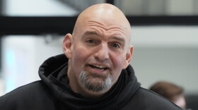 Pennsylvania Lt. Gov. John Fetterman visits with people attending a Democratic Party event for candidates to meet and collect signatures for ballot petitions for the upcoming Pennsylvania primary election, at the Steamfitters Technology Center in Harmony, Pa.