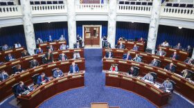 Senators and Representatives work on bills Monday, March 16, 2026, at the State Capitol Building in Boise.