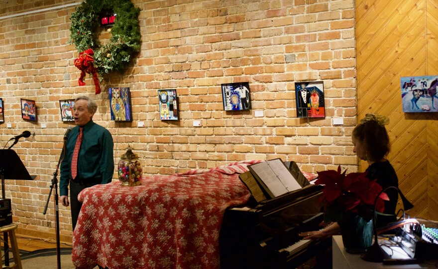 George Domby and Linda Markas performing at the Homemade Holiday Shorts 2025.