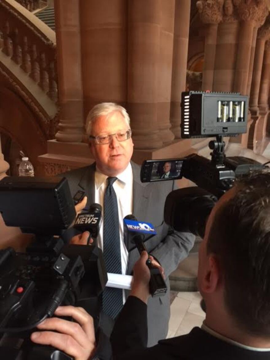 Sen. Tom O'Mara answers questions about stipends that he receives on Monday.