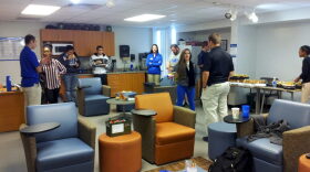 During an open house at the Veteran’s Success Center at the University of Florida, student veterans hang out and study together. The center opened in April. It houses counseling services, as well as a Veteran’s Service officer to help students understand their claims benefits.
