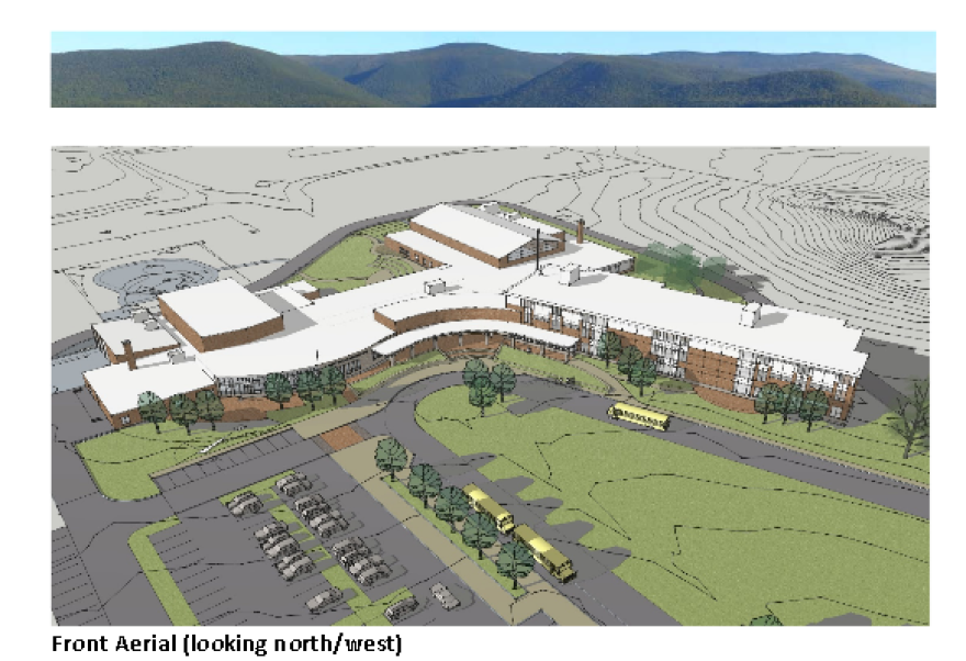 This is a picture of a rendering of the proposed Mount Greylock Regional School renovation.