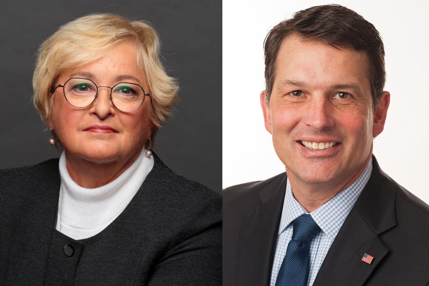 Sen. Karen Tallian (D-Ogden Dunes), left, and former Evansville Mayor Jonathan Weinzapfel are Indiana Democrats' candidates for attorney general.
