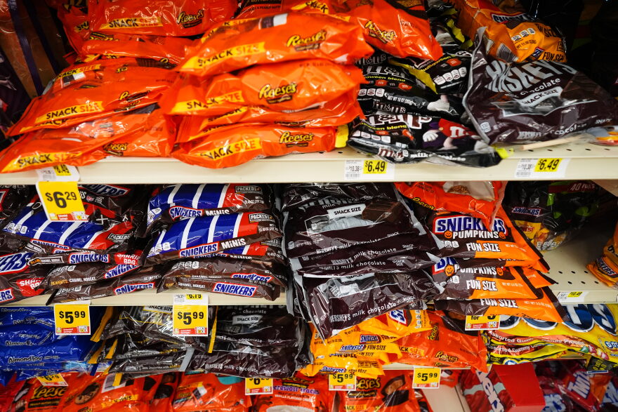 Halloween candy is displayed for sale at a grocery store on Thursday, Oct. 22, 2026, in Dundalk, Md.