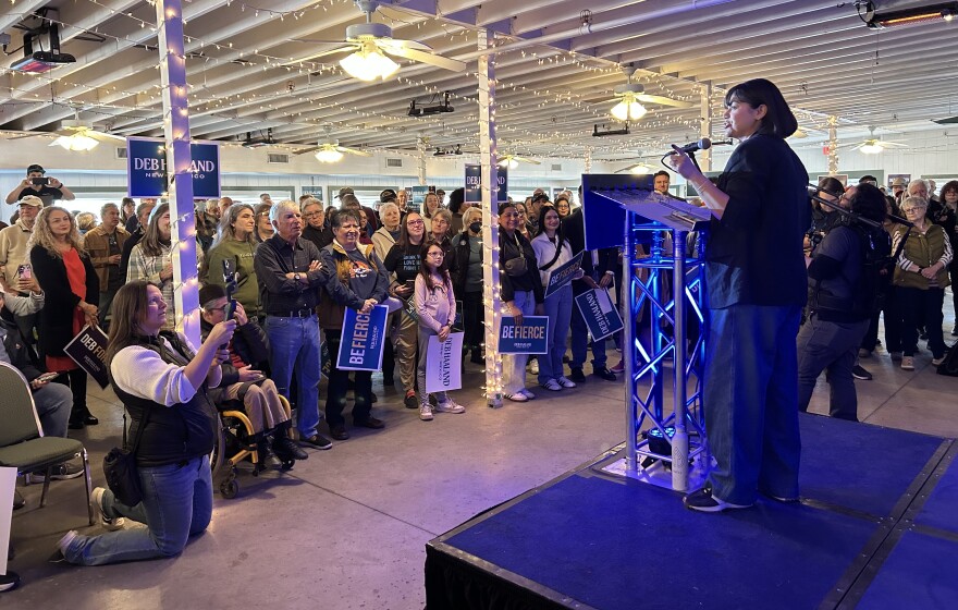 Las Cruces Mayor Pro-Tem and District 4 city councilor Johana Bencomo introducing Deb Haaland Sunday.