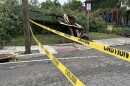 Storm damage in Columbus on Aug. 11, 2026.