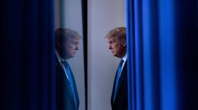 US President Donald Trump arrives to speak to the press ahead of the renewed briefing of the Coronavirus Task Force in the Brady Briefing Room of the White House in Washington, DC.