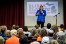U.S. Representative Elissa Slotkin, the Democrat running for Michigan's open U.S. Senate seat, speaks at a campaign event at Central Michigan University on Thursday, October 17, 2024.