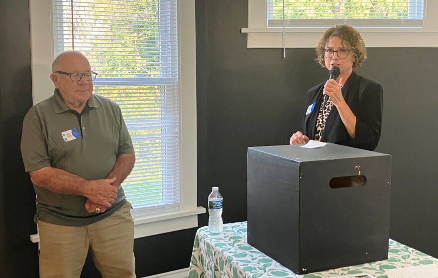 Gwen Tombergs and Ed Winborn, founding members of Rejuvenate's board, at Tuesday's open house.