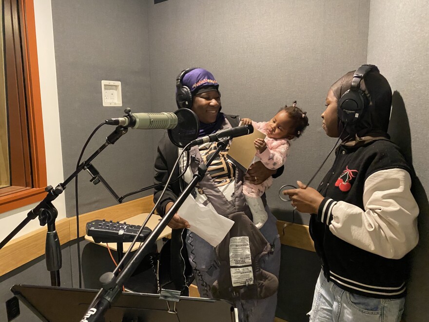 Alicia Sow gets ready to record her lullaby at the Maine College of Art and Design in Portland on March 8th.