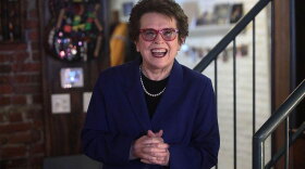 Billie Jean King at a Hillary Clinton campaign event in Des Moines, Iowa on January 26, 2016.
