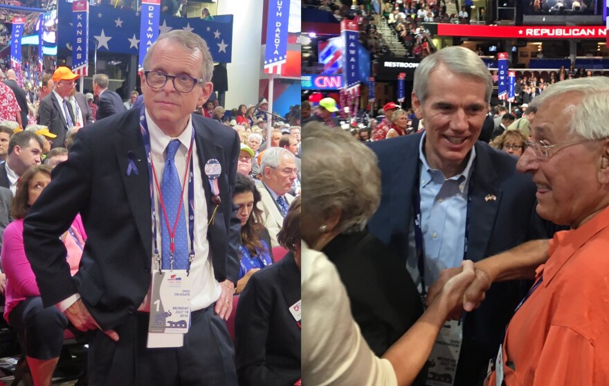 Gov. Mike DeWine (then Ohio Attorney General) and U.S. Sen. Rob Portman were on the floor of the 2016 Republican National Convention, during which Donald Trump got the party's nomination for president.