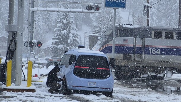 A Waymo vehicle was spotted in Truckee, Ca, on April 12, 2026.