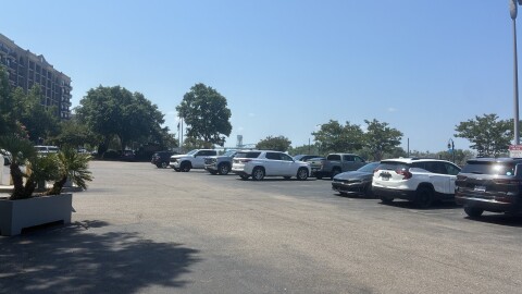 A parking lot near the riverwalk in downtown Wilmington