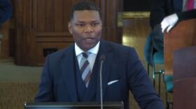 Wilmington Housing Authority Executive Director Tyrone Garrett addressing the New Hanover County Board of Commissioners.