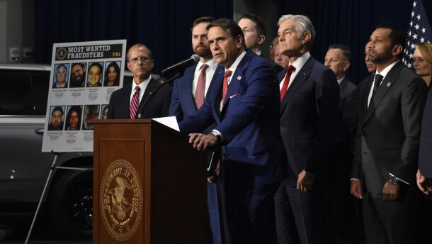 Acting U.S. Attorney General Todd Blanche, flanked by other Trump Administration and Ohio officials, announced a federal crackdown on fraud in Ohio at a press conference on June 4, 2026.