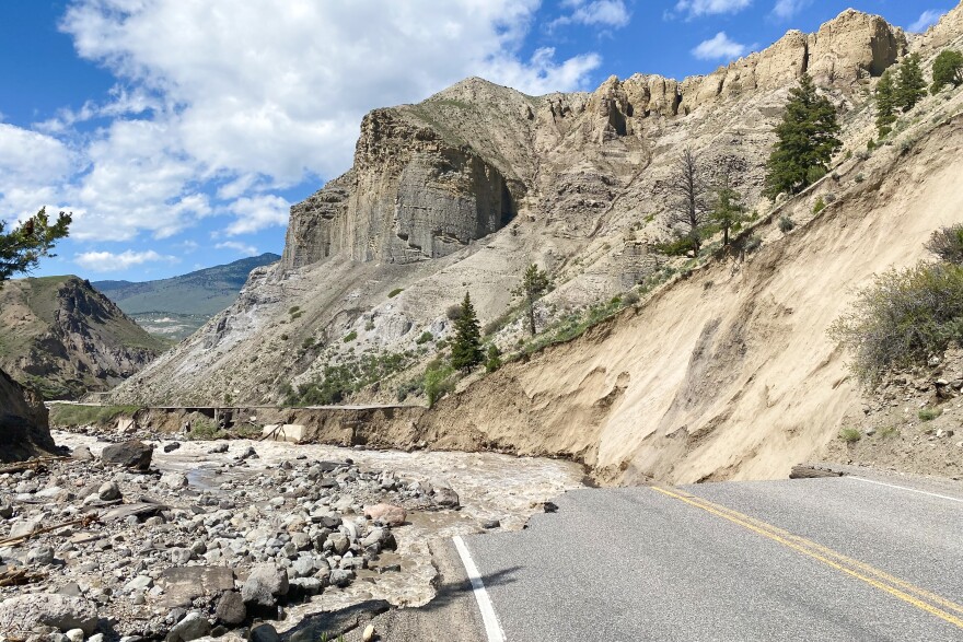 Yellowstone's North Entrance Road was washed out by flooding.