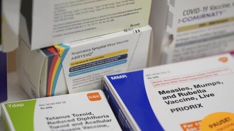 Boxes of various vaccines are seen inside a CVS pharmacy, Tuesday, Sept. 9, 2025, in Miami.