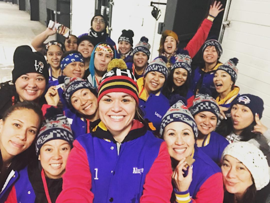 Jackie Thomas (center) and Team Philippines at the 2018 Roller Derby World Cup. (Photo Submitted)