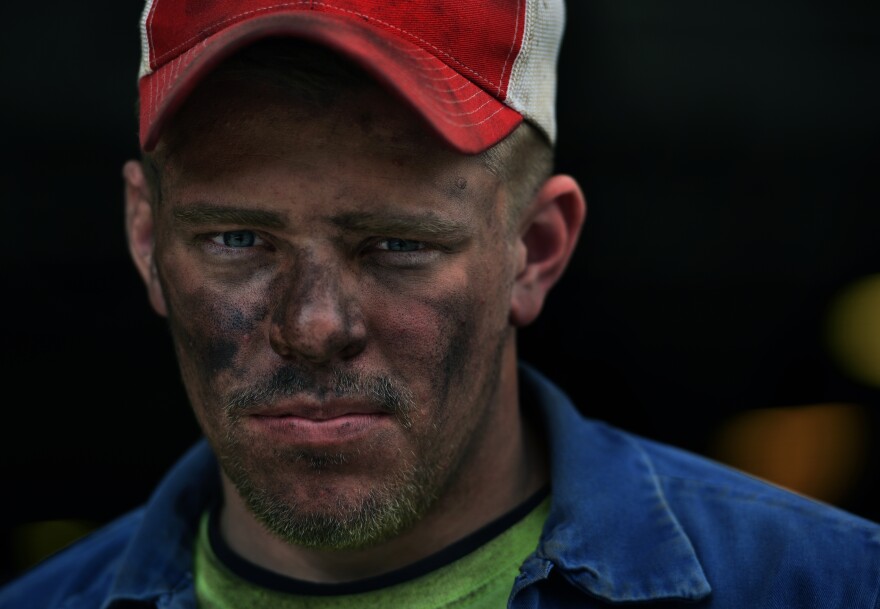 22-year-old Kyle Johnson after an overnight shift at a coal mine in Buchanan County, Va.