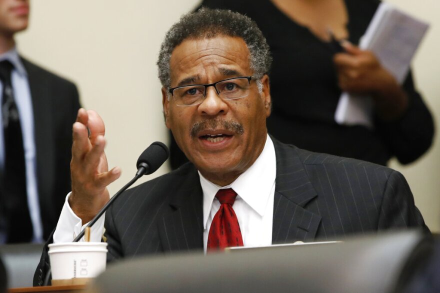 In this June 27, 2018 file photo, Rep. Emanuel Cleaver, D-Mo., asks a question during a committee meeting in Washington. Cleaver is one of two U.S. House Representatives allegedly threatened by a Marionville, Missouri, man.