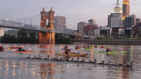 Paddlefest 2013 at sunrise. Children's Richard Lang, Ph.D., says dawn and dusk are when violet rays are most prevelant.