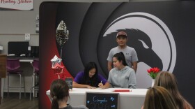 Nixa senior Emma Nguyen takes part in a signing ceremony for future school professionals at Nixa High School on May 6, 2026.