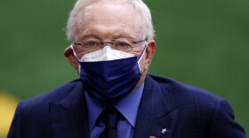 Jerry Jones, owner of the Dallas Cowboys, looks on prior to a game against the Pittsburgh Steelers at AT&T Stadium on Nov. 8, 2020, in Arlington, Texas. An oil company in which he is the majority shareholder said it had hit the "jackpot" as natural gas prices surged during the winter storms.