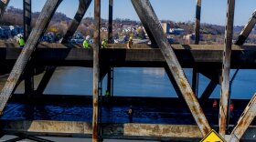 Crews continued hands-on inspections on the Brent Spence Friday.