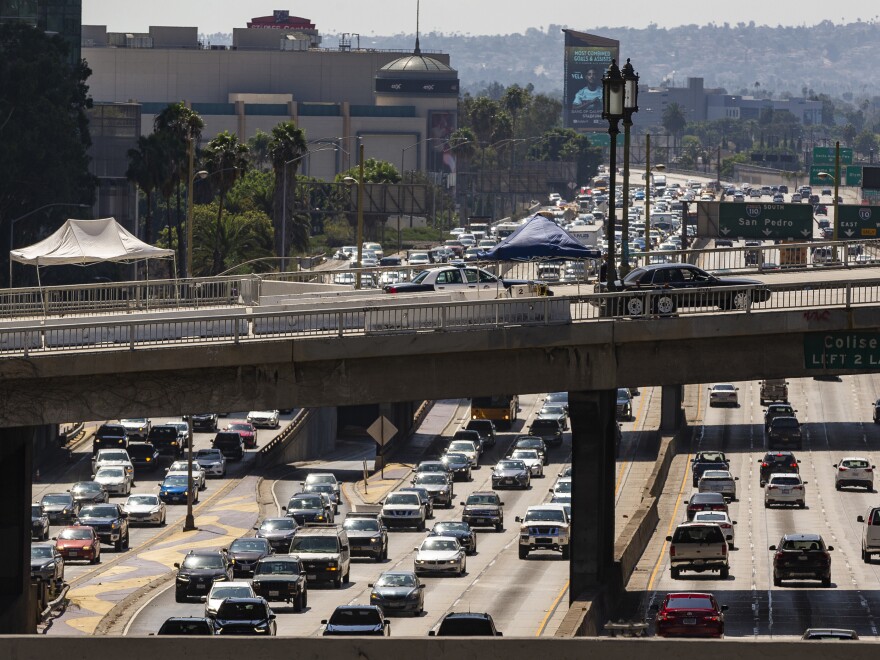 A view over the Harbor Freeway in Los Angeles on Tuesday. The White House is set to announce the revocation of a waiver that allows California to set its own vehicle emissions standards.