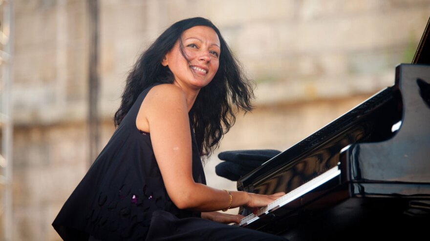 Amina Figarova performs at the 2010 Newport Jazz Festival.