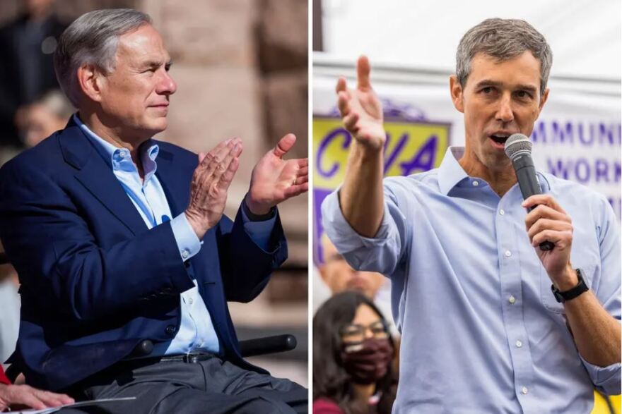  Republican Gov. Greg Abbott, left, is seeking a third term. He faces Democrat Beto O'Rourke, right, in November. A recent poll showed Abbott's lead shrank to 6 points. 