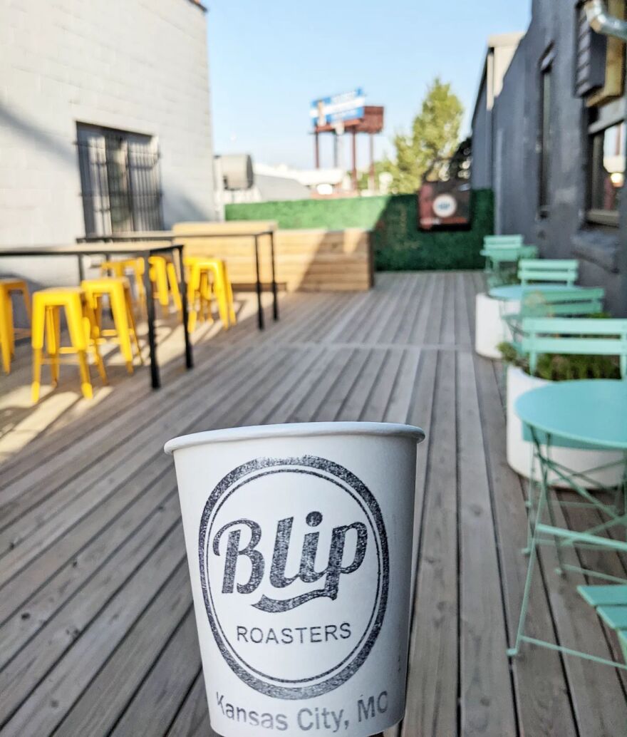 The patio at Blip Roasters in the West Bottoms.