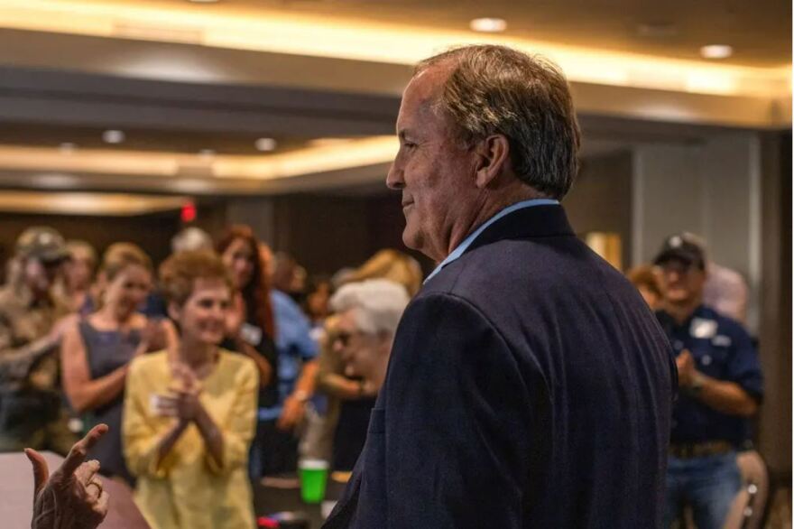 Texas Attorney General Ken Paxton attended a campaign event Monday in Bulverde. Paxton criticized President Joe Biden’s immigration policies, championed voter fraud in Texas and praised the leaked Supreme Court draft opinion that would overturn Roe v. Wade.