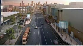 An artist's rendering of the proposed light rail project in Detroit.