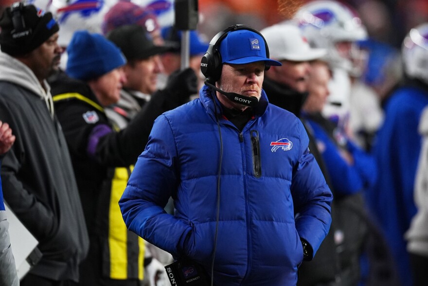 Buffalo Bills head coach Sean McDermott in the second half of an NFL divisional football game Saturday, Jan. 17, 2026, in Denver.