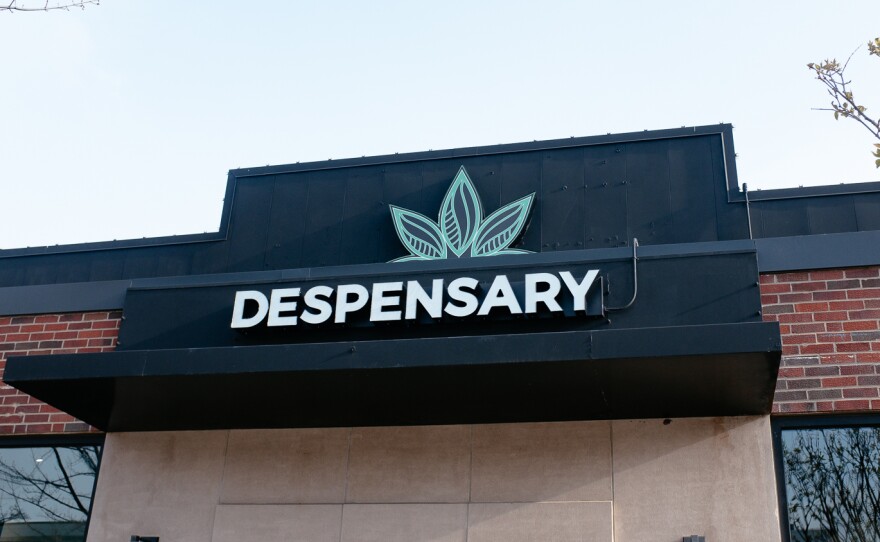 Store front reading "dispensary."