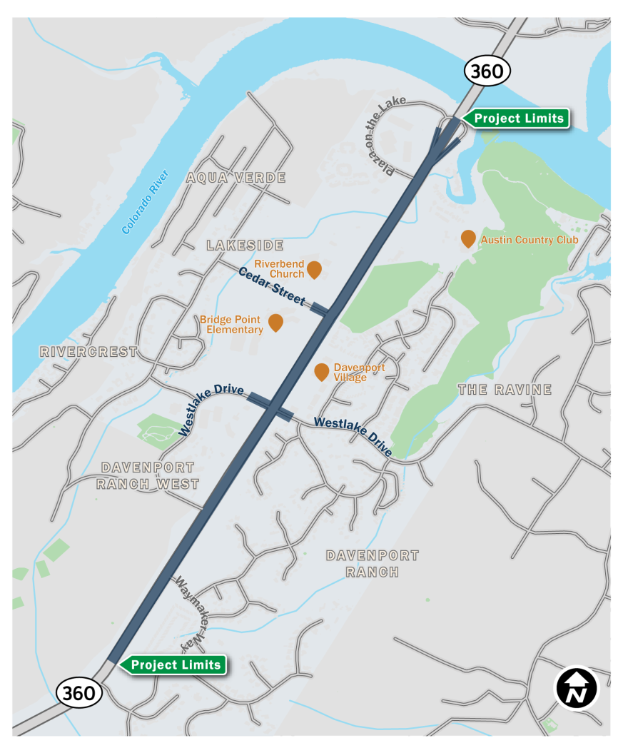 A map showing where this project is happening on Loop 360