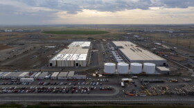 Construction is seen at an Amazon Web Services data center on Aug. 22, 2024, in Boardman, Ore.