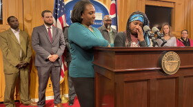 Crystal Brown, left, comforts her 15 year old daughter Josephine Brown-Walker as she talks about her EdChoice voucher, which allows her to attend a Christian high school in Columbus.