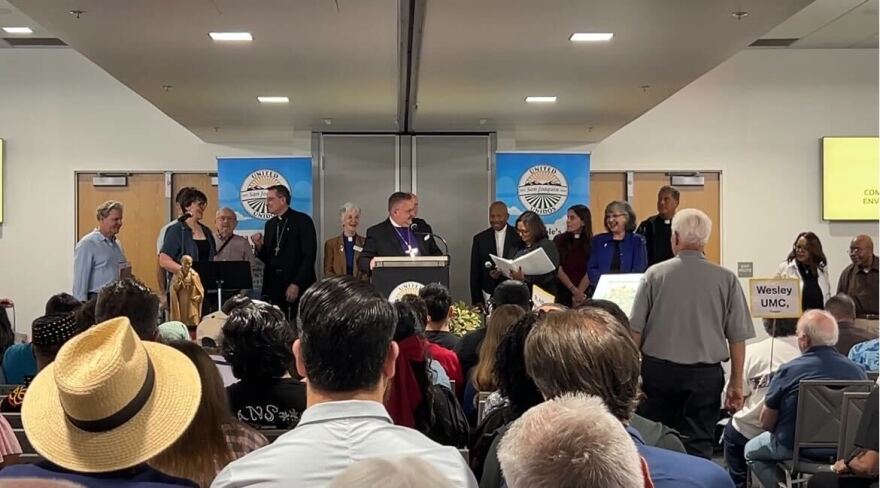 The founders of United San Joaquin stand onstage inside the Ruiz Ballroom at Fresno State on Sunday, May 3, 2026.