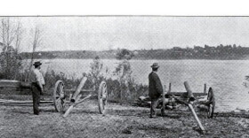 After escaping Newburgh, Johnson and his men left the "cannons" along the riverbank. When Union troops crossed the river, they found a charred log and stove pipe.