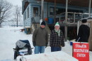 Rebecca Klaper (right) with postdoctoral student Gusatvo Dominguez collecting tissue for genomics research at a sturgeon spearing site in 2015.