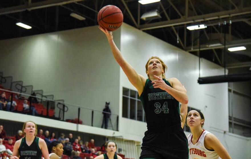 Action shot of Macy Williams vs Pittsburg State basketball