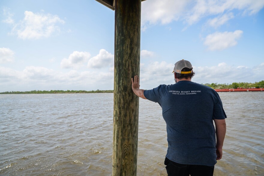 Lake Charles native James Hiatt looks out across the Devil's Elbow - an off-shoot of the Calcasieu River -toward what could soon be the site of one of nine liquefied natural gas export terminals planned in southwest Louisiana.